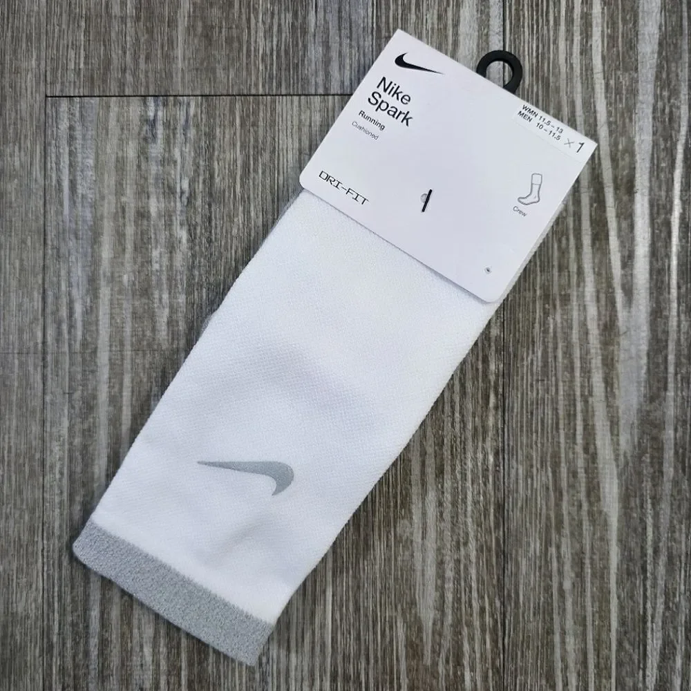 Nike Spark Lightweight Running Crew Socks Women's Size 11.5-13 White Grey Silver